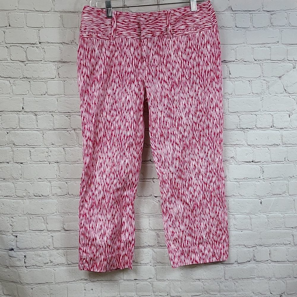 Madison Pink Zebra Print Capri Pants Size 4 Stretch Cropped Ankle Pants Resort - Picture 3 of 11